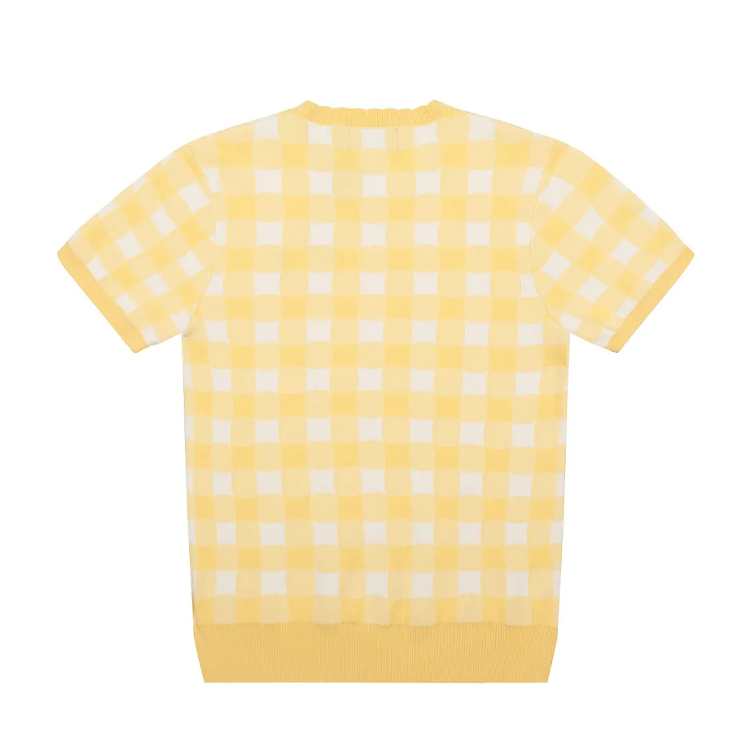 P150 💰 "Top quality" Style number: DS215# (on sale all year round) [Ralph Lauren plaid jacquard basic pony embroidered logo knitted round neck short sleeves] ✅Ralph Lauren Ralph Lauren all-match goddess style plain plaid knitted round neck pullover short sleeves for all seasons ✅Main provider of platform live broadcast Wholesale entities ✅ZP quality 1:1 version Scan the code to enter the GF website Counter quality ✅Detailed quality The only one in Guangzhou Imported quality cotton yarn, focusing on high-end, cost-effective, good quality needless to say ✅The version restores the original version, loose, comfortable and stress-free, simple is high-end, classic is eternal, ✅The upper body is simple and easy to match, a must-have for goddess ootd. Good-looking clothes are never picky. A must-have in the goddess' wardrobe. Size: S-L Color: Navy Gray Yellow Pink Light Blue Red